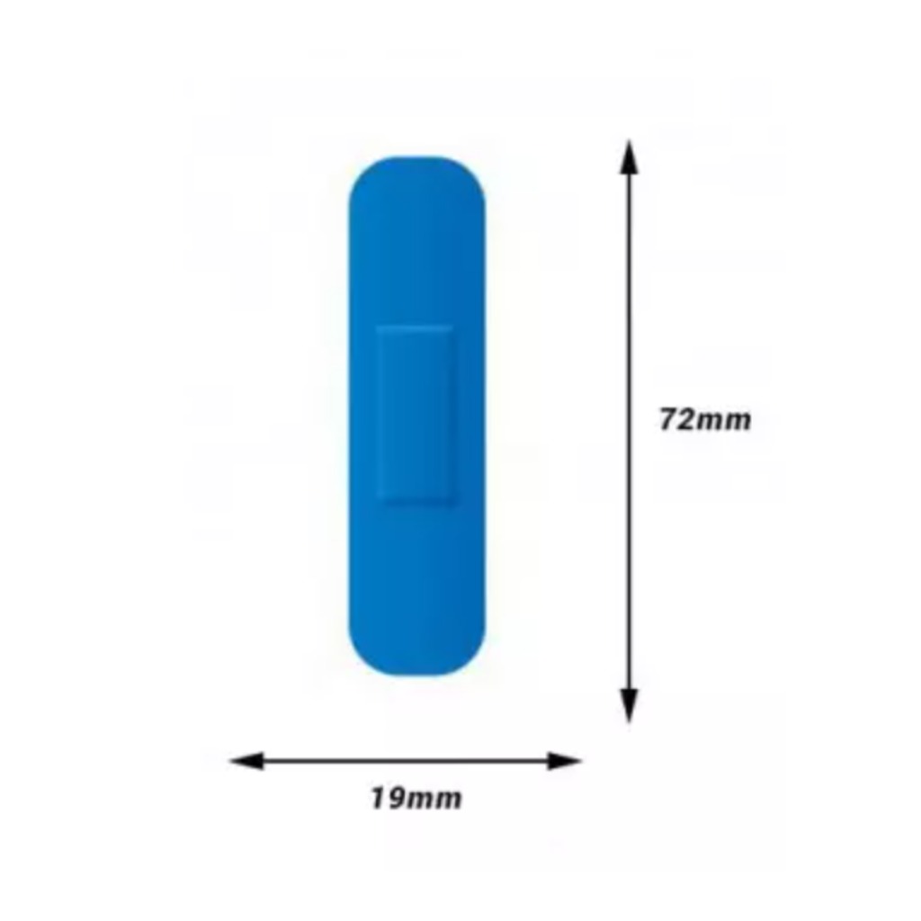 Pansements bleus détectables, boîte de 100 unités, 72 x 19 mm